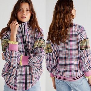 NWT Free People We the Free Penny Track Plaid Bomber Jacket in Medium Oversized